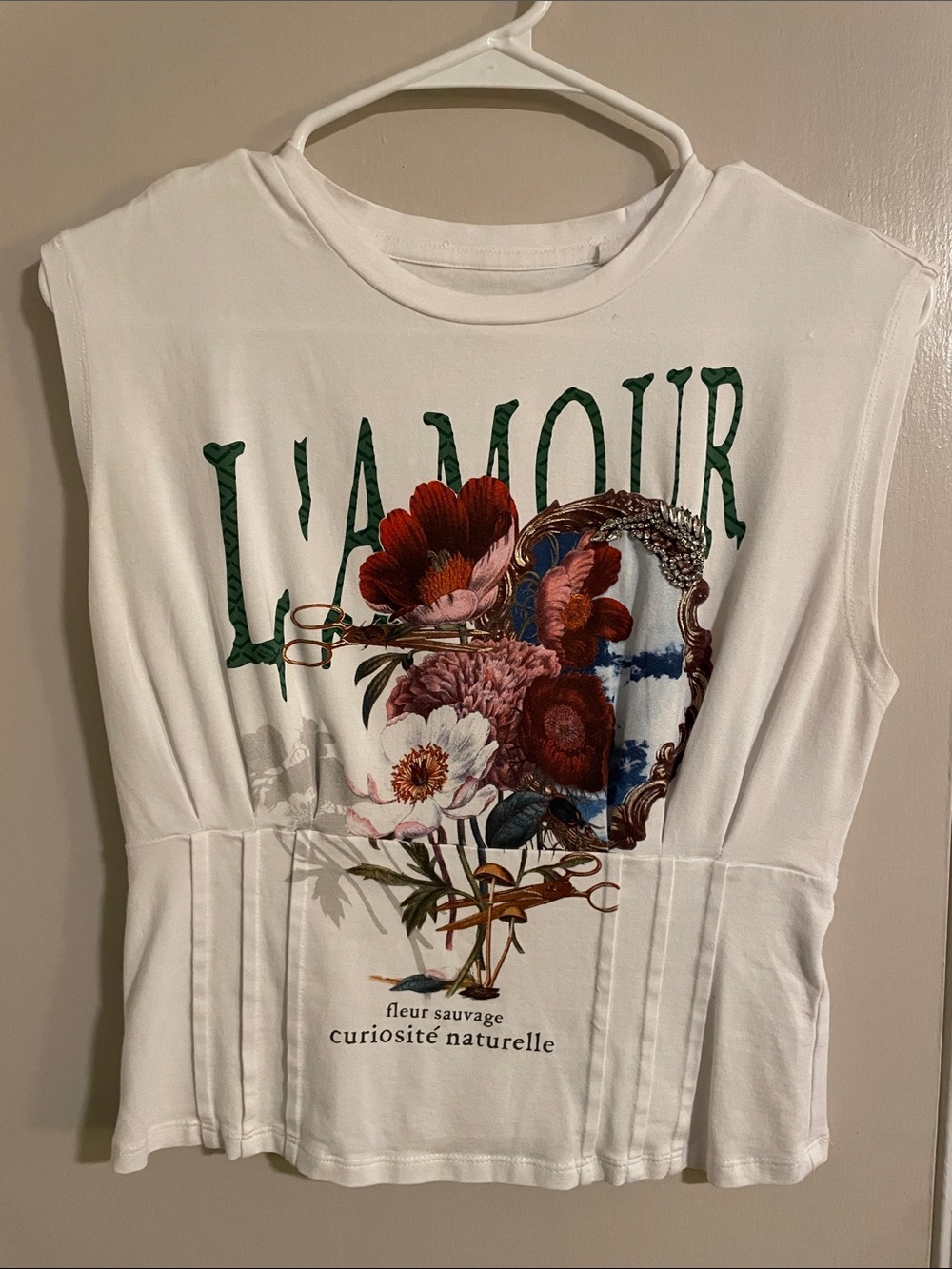 Guess White Sleeveless L'AMOUR Floral Graphic Tank Top